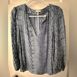 New Joie long sleeve silk blouse.  Snake skin print in blue colors size L